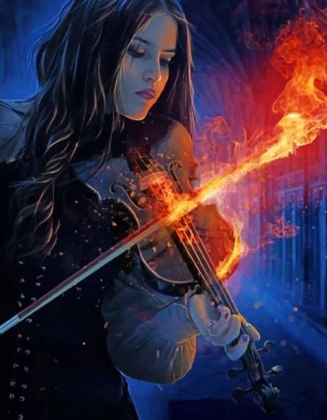 Flaming Woman Violinist Paint By Numbers