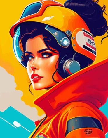 Firefighter Lady Helmet Paint By Numbers