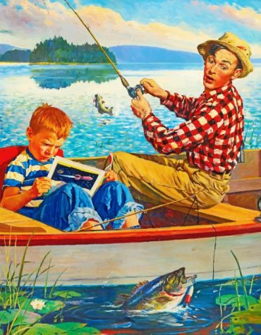Fisherman and Son Fishing Paint By Numbers