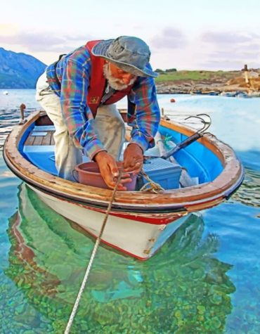 Fisherman and Boat Seascapes Paint By Numbers