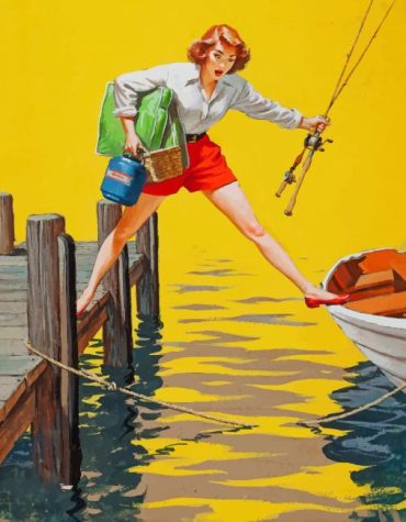 Woman Fishing Boat Paint By Numbers