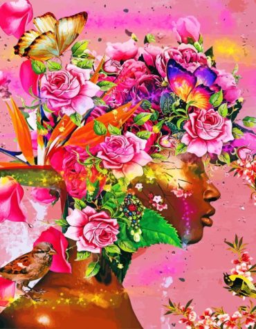 Floral African Woman Paint By Numbers