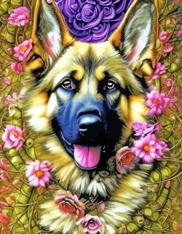 Floral Dog Artistry Paint By Numbers
