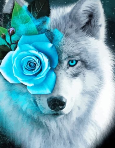 Floral Grey Wolf Art Paint By Numbers