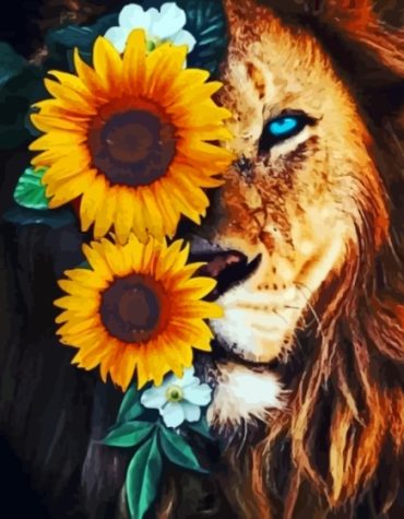 Floral Lion Sunflower Paint By Numbers