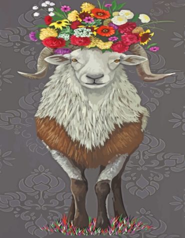 Floral Bighorn Ram Paint By Numbers