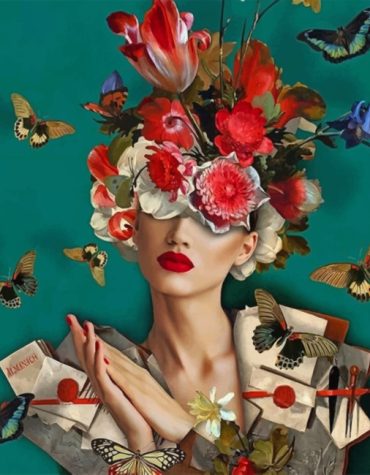 Floral Girl and Butterfly Paint By Numbers