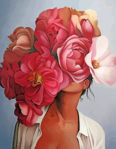 Pink Floral Woman in Bloom Paint By Numbers