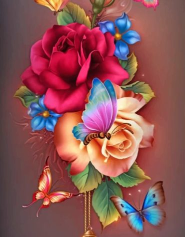 Blue Butterfly Flowers Paint By Numbers