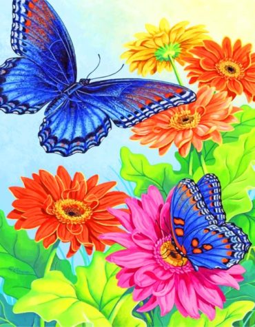 Colorful Butterfly Garden Paint By Numbers