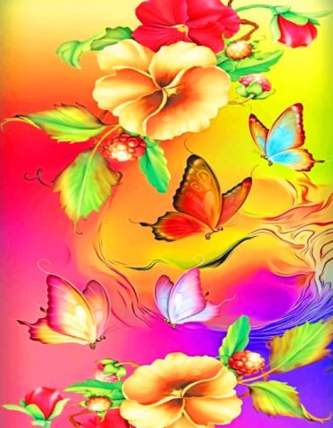 Flowers and Butterfly Paint By Numbers