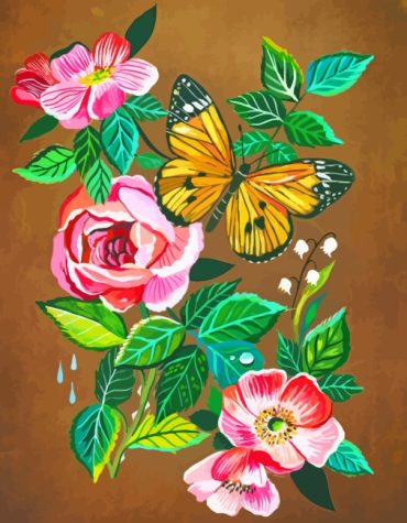 Butterfly Flowers Appeal Paint By Numbers