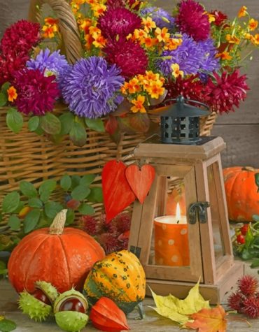 Autumn Baskets and Flowers Paint By Numbers