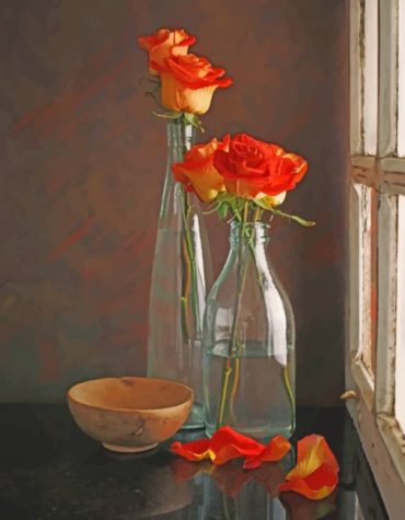Aesthetic Flower Glass Bottles Paint By Numbers