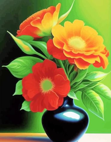 Orange Floral Arrangement Paint By Numbers