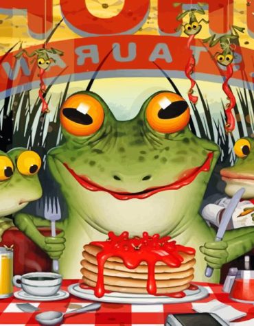 Frog Eating Pancake Art Kit Paint By Numbers