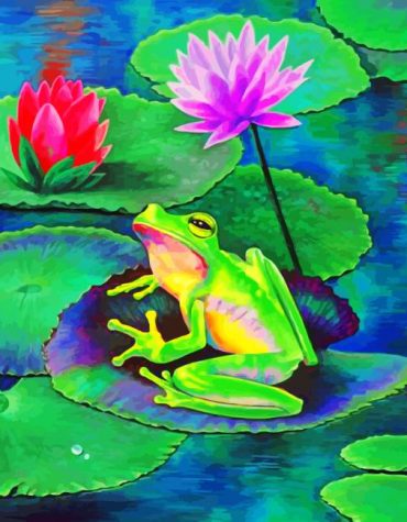 Frog and Lily Pad Scene Paint By Numbers