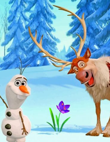 Olaf and Sven Christmas Magic Paint By Numbers