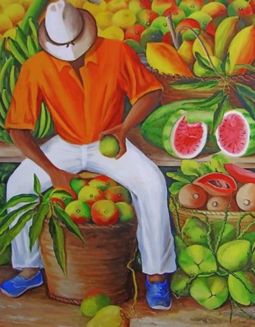 Colorful Jamaican Fruit Sellers Paint By Numbers