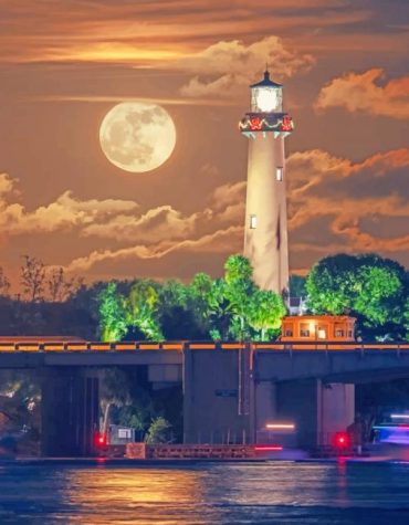 Full Moon Lighthouse Paint By Numbers
