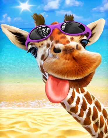 Playful Giraffe at the Beach Paint By Numbers