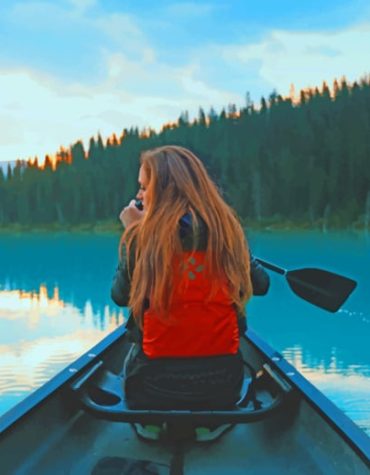 Girl Kayaking Landscape Paint By Numbers