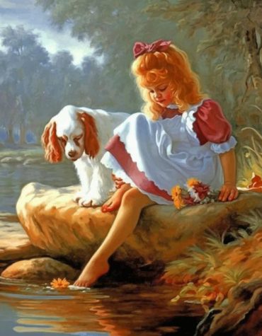 Girl and Pet Dog Paint By Numbers