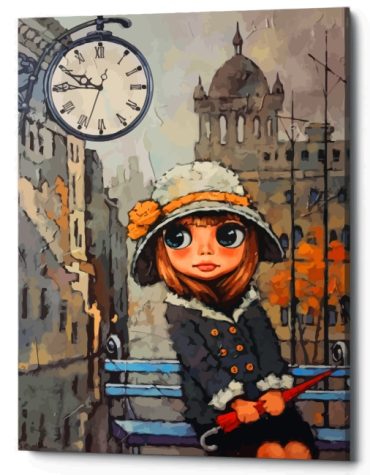 Anime Girl with Red Umbrella Paint By Numbers