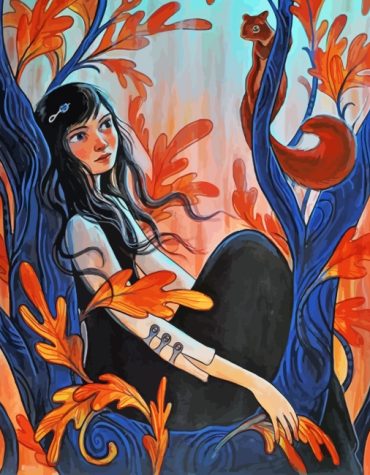 Animal-Themed Girl and Squirrel Paint By Numbers