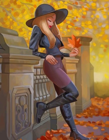 Autumn Leaves Girl Paint By Numbers