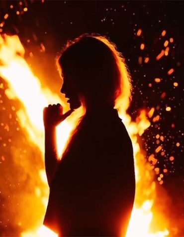 Girl on Fire Silhouette Paint By Numbers