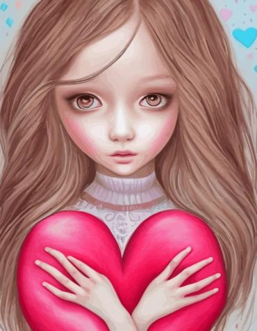 Girl Hugging Heart Paint By Numbers