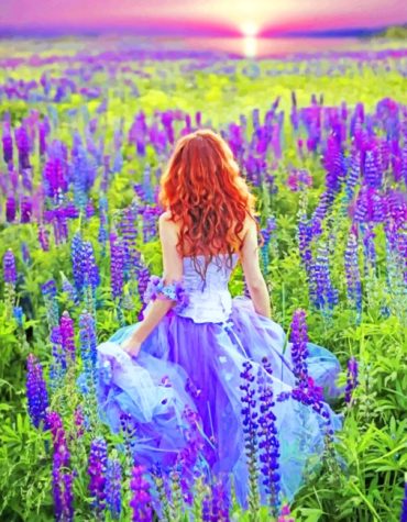Girl in Lavender Fields Paint By Numbers