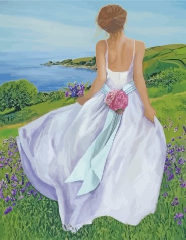Elegant Bride in Wedding Dress Paint By Numbers