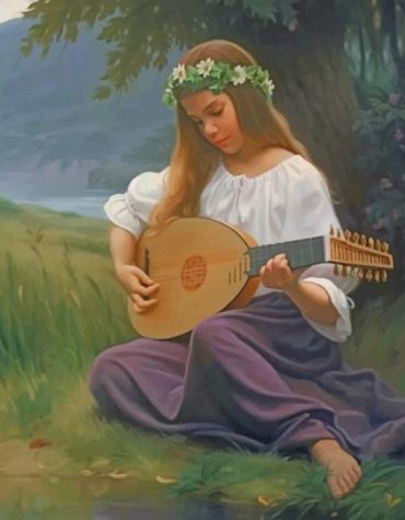 Girl with Oud Music Paint By Numbers