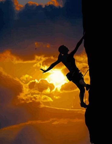 Girl Climbing Sunset Mountain Paint By Numbers