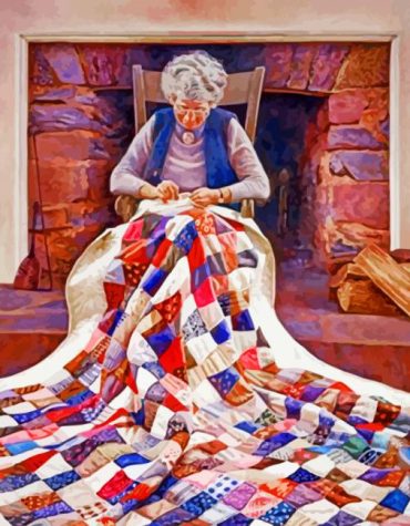 Grandma's Quilt Lady Art Paint By Numbers