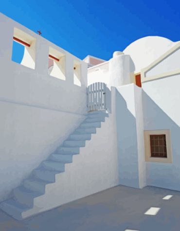 Greek Staircase White Steps Paint By Numbers
