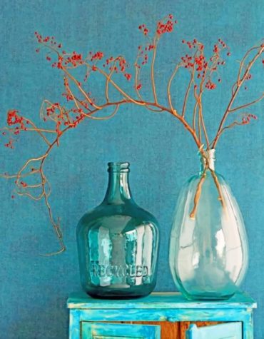 Vintage Green Glass Vases Paint By Numbers