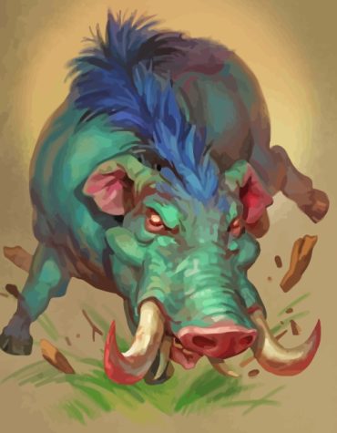 Green Wild Boar Paint By Numbers