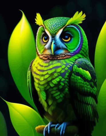 Green Owl Nature Paint By Numbers