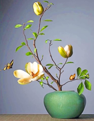 Vintage Green Vase Flowers Paint By Numbers