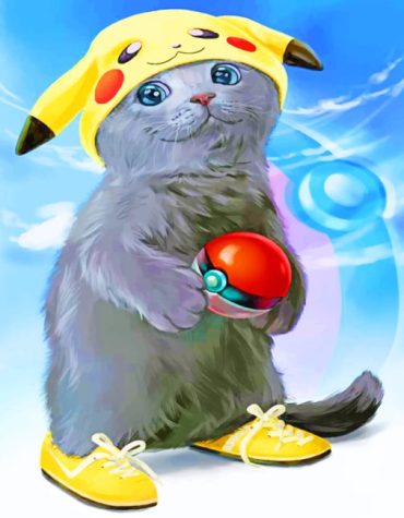 Grey Cat Anime Style Paint By Numbers