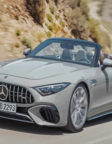 Grey Mercedes SL Classic Car Paint By Numbers