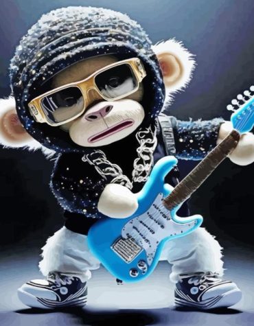Guitarist Monkey Cartoon Paint By Numbers