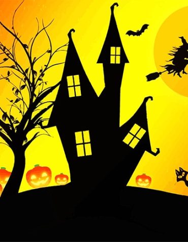 Halloween House Silhouette Paint By Numbers