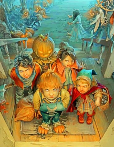 Kids in Halloween Masks Paint By Numbers