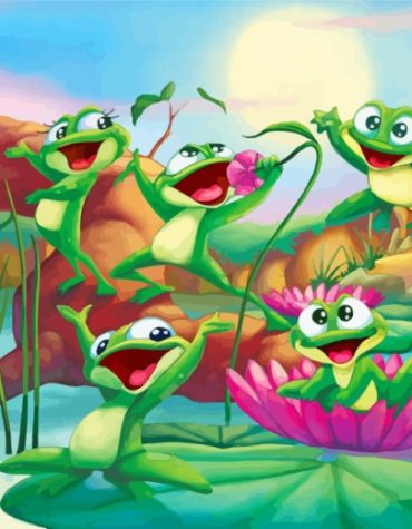 Cheerful Frog Illustrations Paint By Numbers
