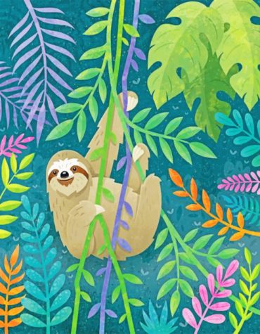 Cheerful Sloth Paint By Numbers