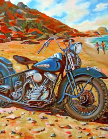 Harley Davidson Blue Motorcycle Paint By Numbers